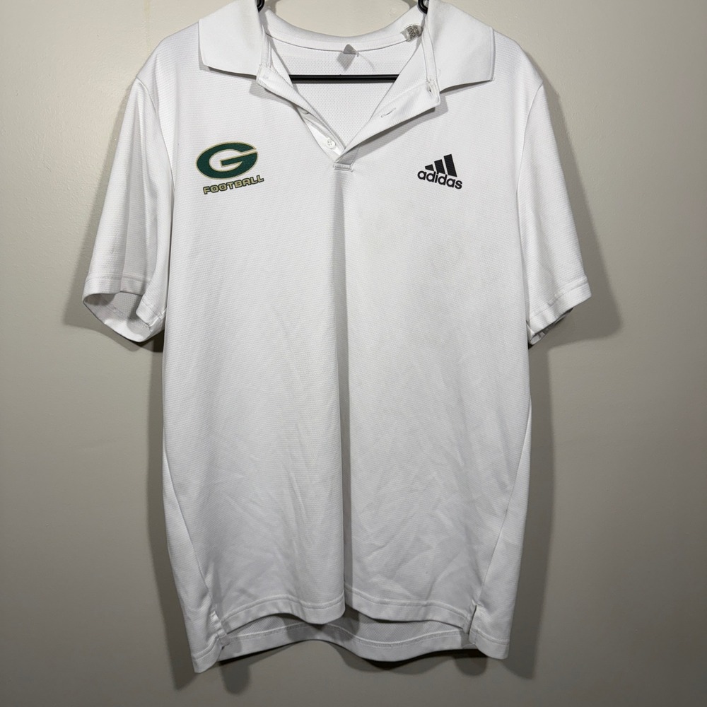 Adidas Polo Shirt Mens L White Green G Football Athletic Training‎